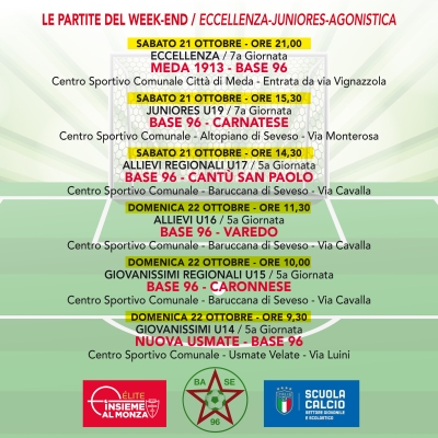 Le partite del week-end dall'ECCELLENZA ai GIOVANISSIMI