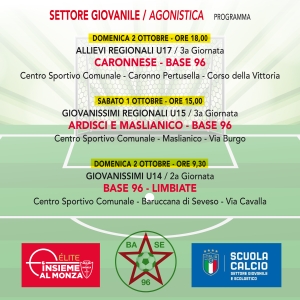 SETTORE GIOVANILE • Le partite di campionato delle squadre AGONISTICHE