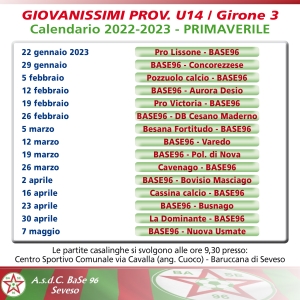 Calendario Primaverile • Giovanissimi U14